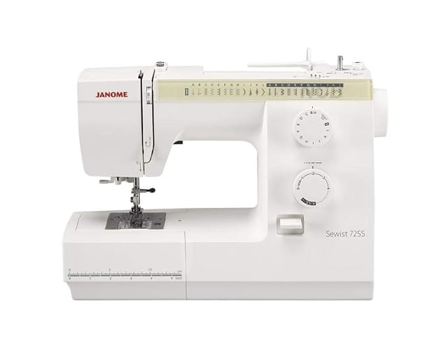 Macchina da cucire meccanica Janome Sewist 725S, vista di tre quarti anteriore