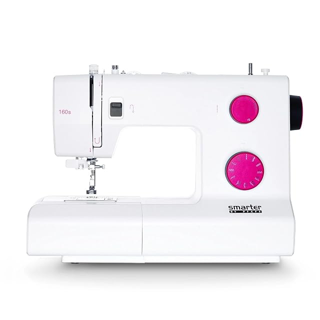 Macchina da cucire meccanica Pfaff Smarter 160S, vista di tre quarti anteriore