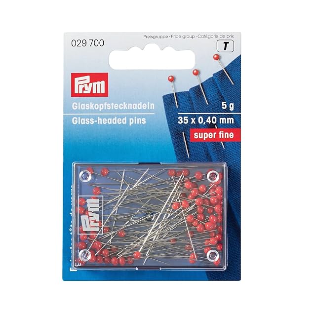 Spilli Prym con capocchia di vetro rossa, 0,40 per 35 mm