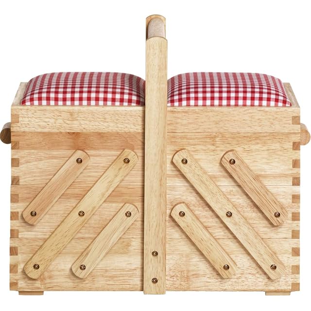 Scatola da cucito Prym media in legno con fodera in tessuto